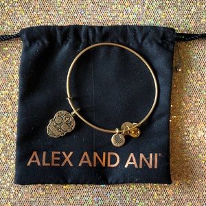 Alex and Ani - gold bangle - CALAVERA - Sugar Skull - EUC